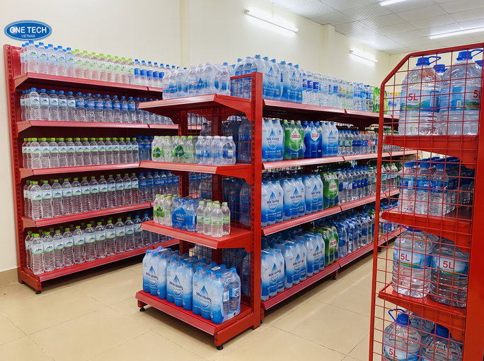 Các loại kệ trưng bày nước suối phổ biến tại Phú Thọ